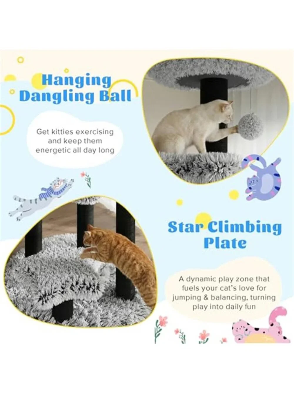 61.5in Cat Tree Tower Multi-Level Activity Center with Cozy Perch